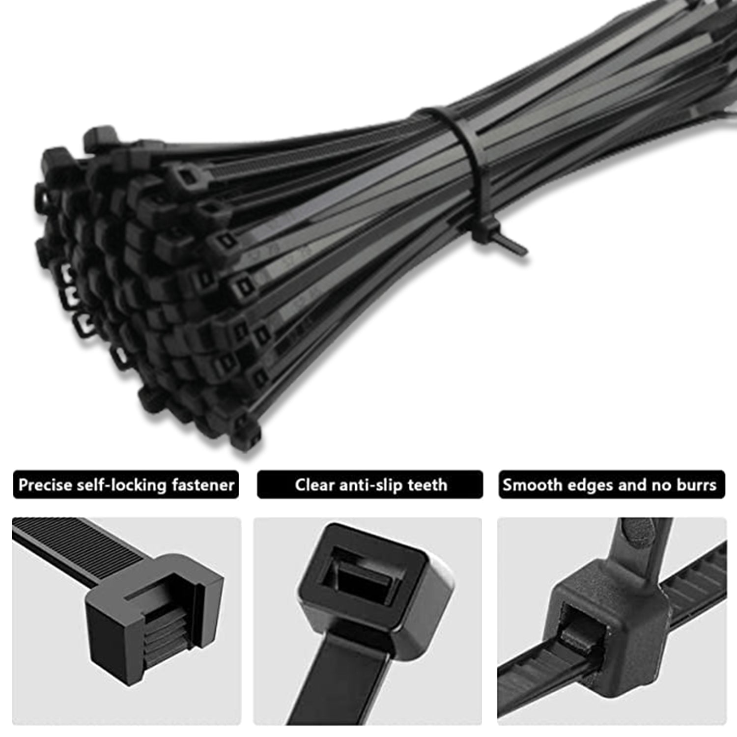 3140 8Inch Nylon Self Locking Cable Ties, Heavy Duty Strong Zip Wire Tie. Pack of 100 - Black. DeoDap 3140 8Inch Nylon Self Locking Cable Ties, Heavy Duty Strong Zip Wire Tie. Pack of 100 - Black. DeoDap